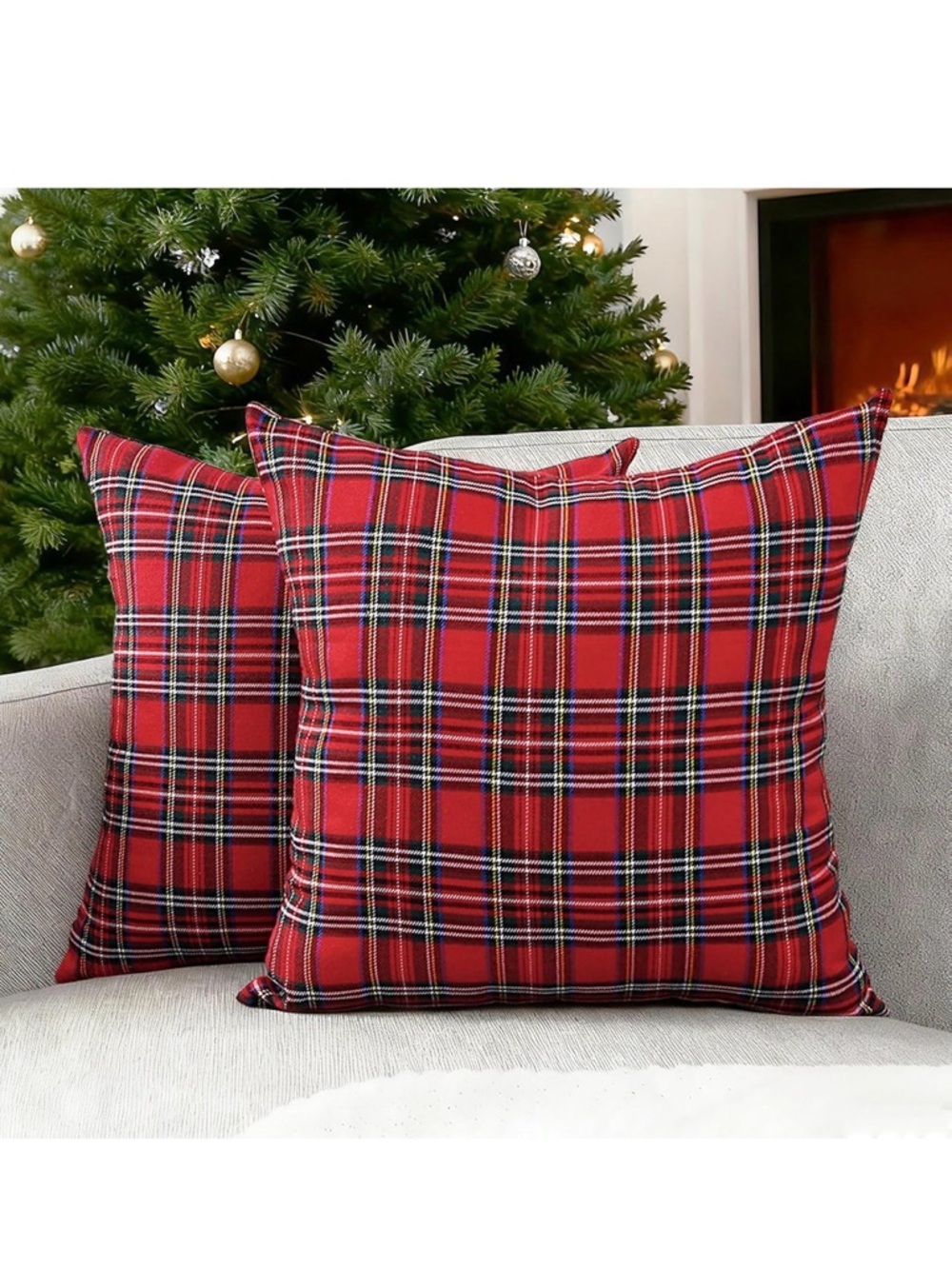 Red Tartan Plaid Pillow Covers - Set of 2